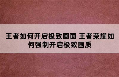 王者如何开启极致画面 王者荣耀如何强制开启极致画质